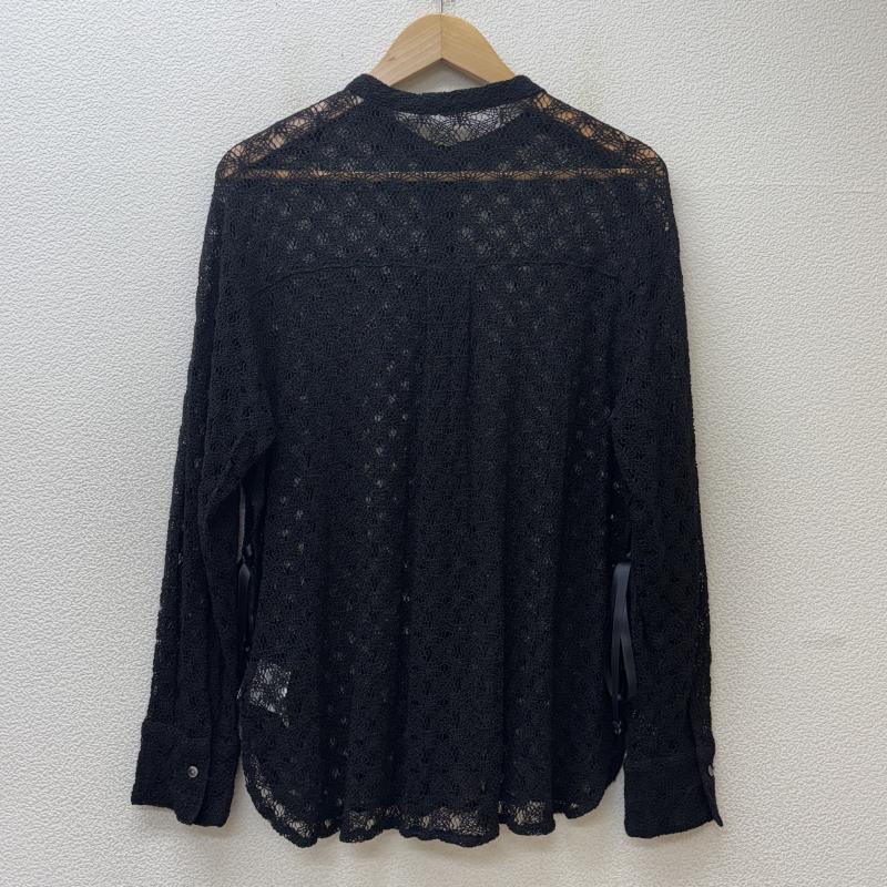 メゾンスペシャル MAISON SPECIAL シャツ、ブラウス 長袖 21221315104 ノーカラー サイドスリット コード レース 長袖 シャツ 黒 ブラック M 黒 / ブラック / black レディース USED 古着 中古 50139815