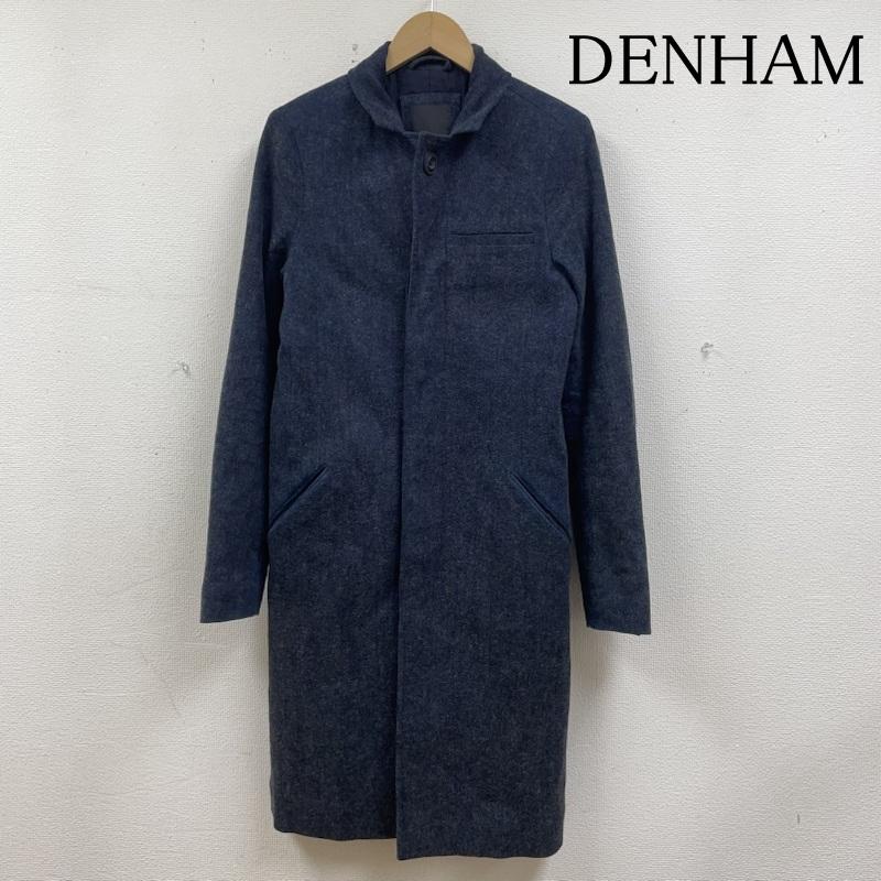 デンハム DENHAM コート コート一般 チェスター ロング コート ジャケット コットン スタンドカラー 隠しボタン 襟元刺繍デザイン 細身 XS 刺繍 紺 / ネイビー / navy メンズ USED 古着 中古 50139820