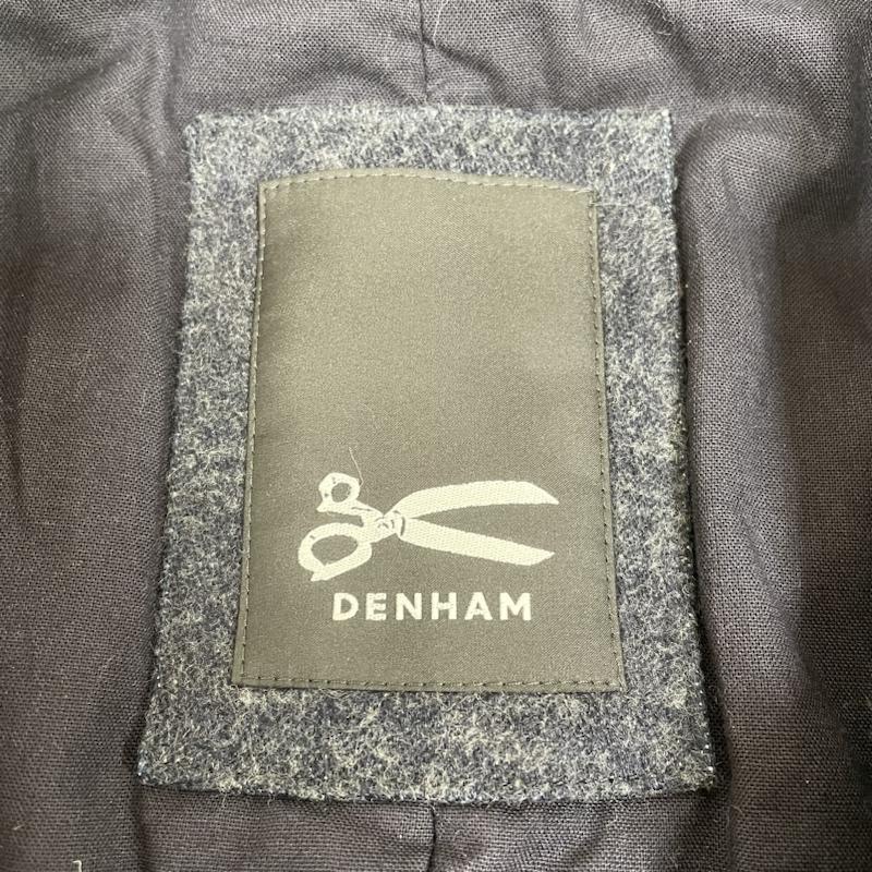 デンハム DENHAM コート コート一般 チェスター ロング コート ジャケット コットン スタンドカラー 隠しボタン 襟元刺繍デザイン 細身 XS 刺繍 紺 / ネイビー / navy メンズ USED 古着 中古 50139820