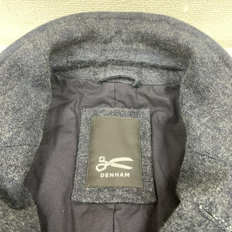 デンハム DENHAM コート コート一般 チェスター ロング コート ジャケット コットン スタンドカラー 隠しボタン 襟元刺繍デザイン 細身 XS 刺繍 紺 / ネイビー / navy メンズ USED 古着 中古 50139820