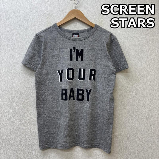 スクリーンスターズ SCREEN STARS Tシャツ 半袖 フェルトロゴ プリント クルーネック 半袖 霜降り Tシャツ 灰色 グレー M 灰 / グレー / gray メンズ USED 古着 中古 50139862