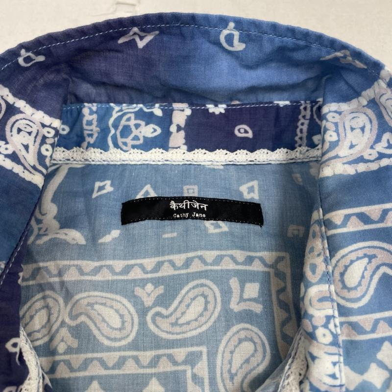 キャシージェーン cathy jane シャツ、ブラウス 長袖 長袖 シャツ ブラウス Shirt ロングスリーブ ボタン 総柄 バンダナ柄 プリント 1  X 総柄 X プリント 青 / ブルー / blue メンズ USED 古着 中古 50139927
