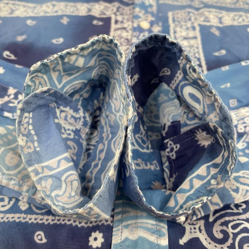 キャシージェーン cathy jane シャツ、ブラウス 長袖 長袖 シャツ ブラウス Shirt ロングスリーブ ボタン 総柄 バンダナ柄 プリント 1  X 総柄 X プリント 青 / ブルー / blue メンズ USED 古着 中古 50139927