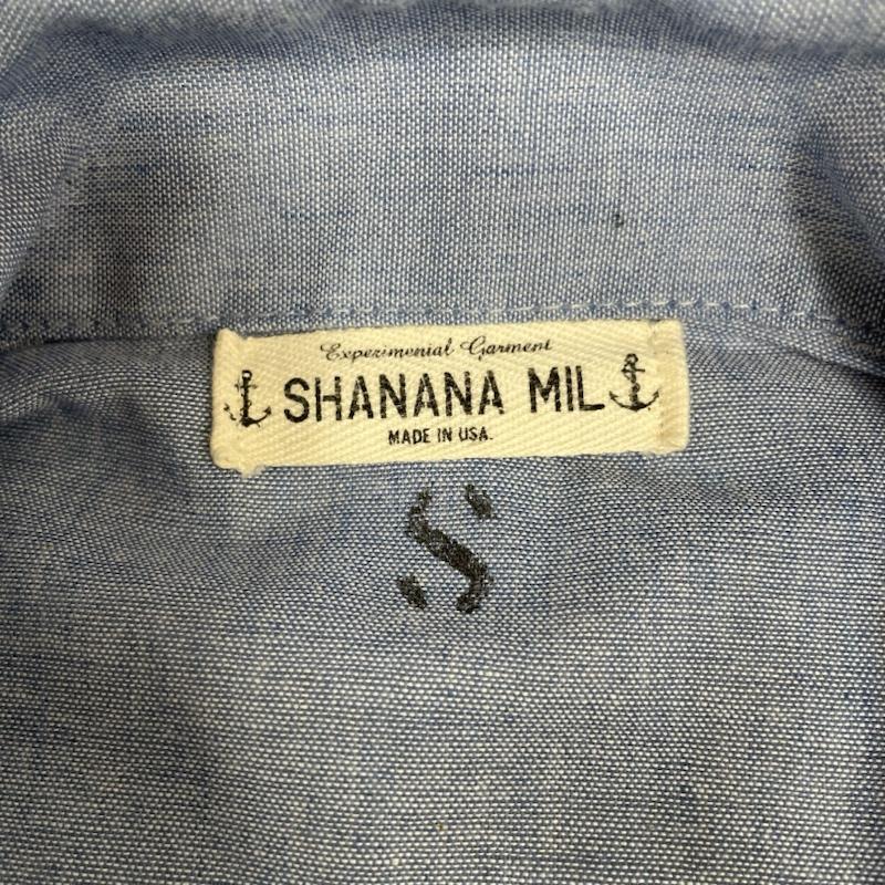 シャナナミル SHANANA MIL シャツ、ブラウス 半袖 半袖 シャツ ロゴ 刺繍 ミリタリー ワーク シャツ アーミー S ロゴ、文字 X 刺繍 水色 / ライトブルー / メンズ USED 古着 中古 50139928