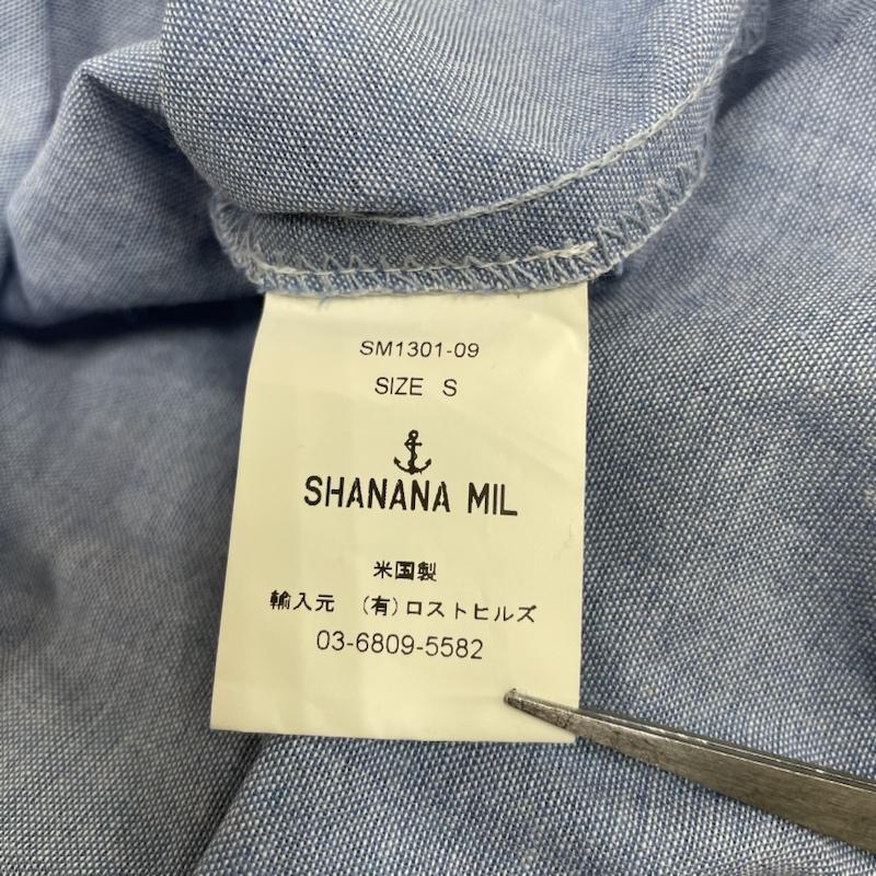 シャナナミル SHANANA MIL シャツ、ブラウス 半袖 半袖 シャツ ロゴ 刺繍 ミリタリー ワーク シャツ アーミー S ロゴ、文字 X 刺繍 水色 / ライトブルー / メンズ USED 古着 中古 50139928