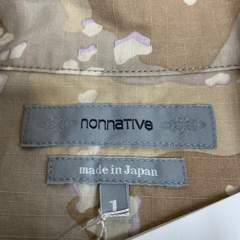 ノンネイティブ nonnative ジャケット、上着 ジャンパー、ブルゾン サファリ ミリタリー ジャケット 日本製 総柄 カモフラージュ 迷彩 隠しボタン ブルゾン 長袖シャツ 1 カモフラージュ柄・迷彩 ベージュ / ベージュ / beige X 茶 / ブラウン / brown メンズ USED 古着 中古 50139981