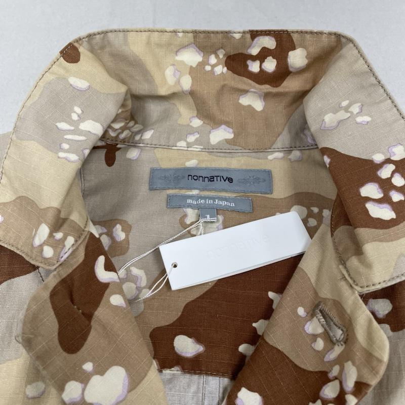 ノンネイティブ nonnative ジャケット、上着 ジャンパー、ブルゾン サファリ ミリタリー ジャケット 日本製 総柄 カモフラージュ 迷彩 隠しボタン ブルゾン 長袖シャツ 1 カモフラージュ柄・迷彩 ベージュ / ベージュ / beige X 茶 / ブラウン / brown メンズ USED 古着 中古 50139981