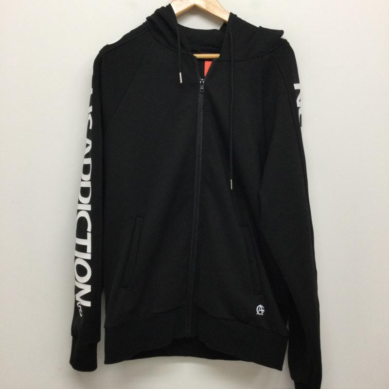 ガリスアディクション GALLIS ADDICTION パーカー 長袖 gallis addiction パーカー 袖ロゴ　フルジップ　フーデッド M ロゴ、文字 黒 / ブラック / black メンズ USED 古着 中古 50140061