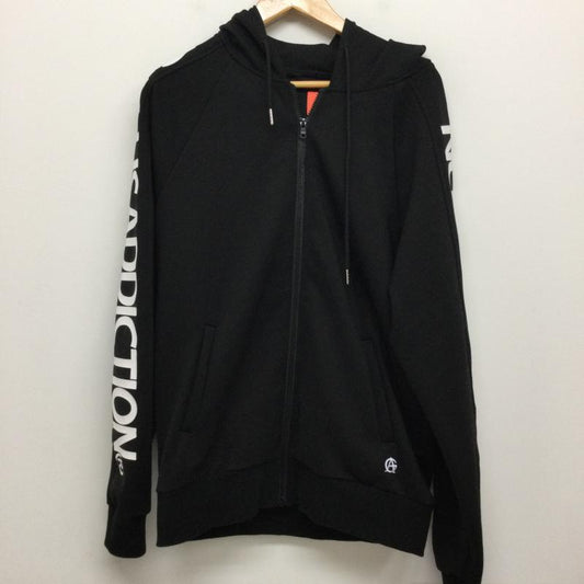 ガリスアディクション GALLIS ADDICTION パーカー 長袖 gallis addiction パーカー 袖ロゴ　フルジップ　フーデッド M ロゴ、文字 黒 / ブラック / black メンズ USED 古着 中古 50140061