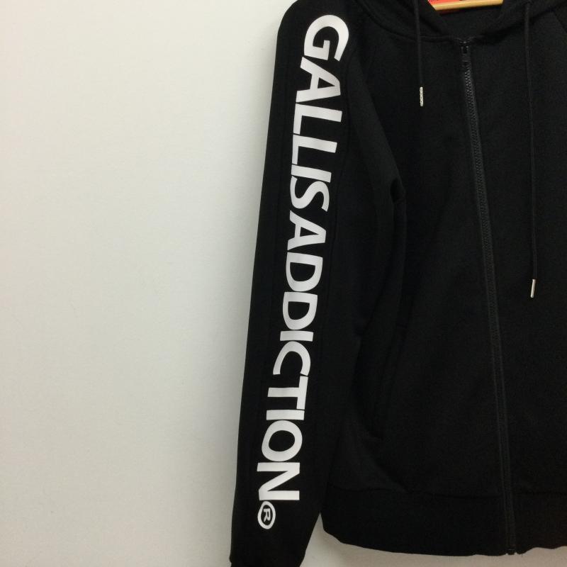 ガリスアディクション GALLIS ADDICTION パーカー 長袖 gallis addiction パーカー 袖ロゴ　フルジップ　フーデッド M ロゴ、文字 黒 / ブラック / black メンズ USED 古着 中古 50140061