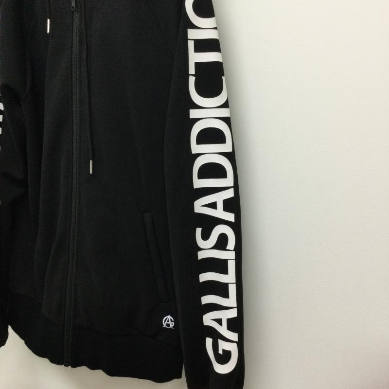 ガリスアディクション GALLIS ADDICTION パーカー 長袖 gallis addiction パーカー 袖ロゴ　フルジップ　フーデッド M ロゴ、文字 黒 / ブラック / black メンズ USED 古着 中古 50140061