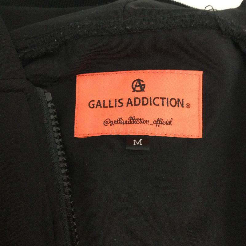 ガリスアディクション GALLIS ADDICTION パーカー 長袖 gallis addiction パーカー 袖ロゴ　フルジップ　フーデッド M ロゴ、文字 黒 / ブラック / black メンズ USED 古着 中古 50140061