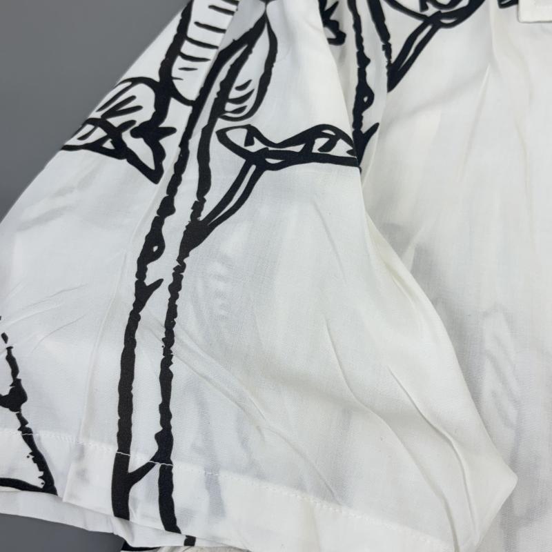 ステューシー STUSSY シャツ、ブラウス 半袖 Banana Tree shirt バナナツリー 総柄 レーヨン オープンカラー ハワイアン アロハ シャツ 白 黒 ホワイト ブラック L 白 / ホワイト / white X 黒 / ブラック / black メンズ USED 古着 中古 50140124
