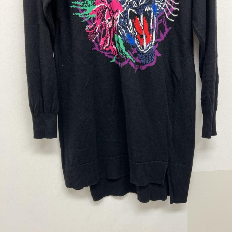 ディーゼル DIESEL ニット、セーター 長袖 ROAR タイガー ロング丈 コットン ニット 虎 ワンピース S 黒 / ブラック / black レディース USED 古着 中古 50140133