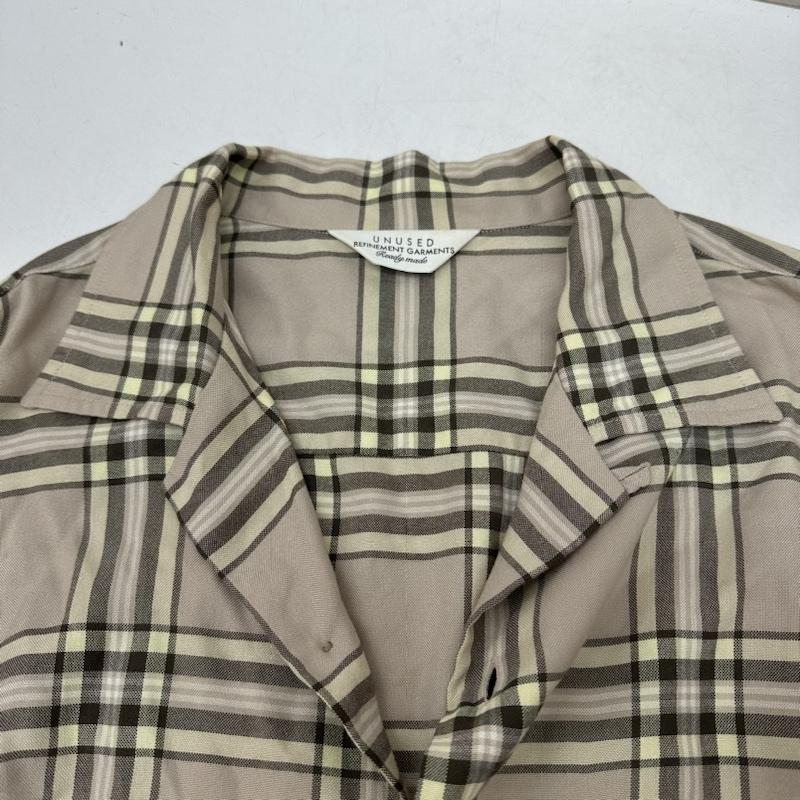 アンユーズド UNUSED シャツ、ブラウス 長袖 18AW Rayon Check Shirt レーヨン チェック オープンカラー シャツ US1456 3 ベージュ / ベージュ / beige X マルチカラー / マルチカラー / multicolor メンズ USED 古着 中古 50140144