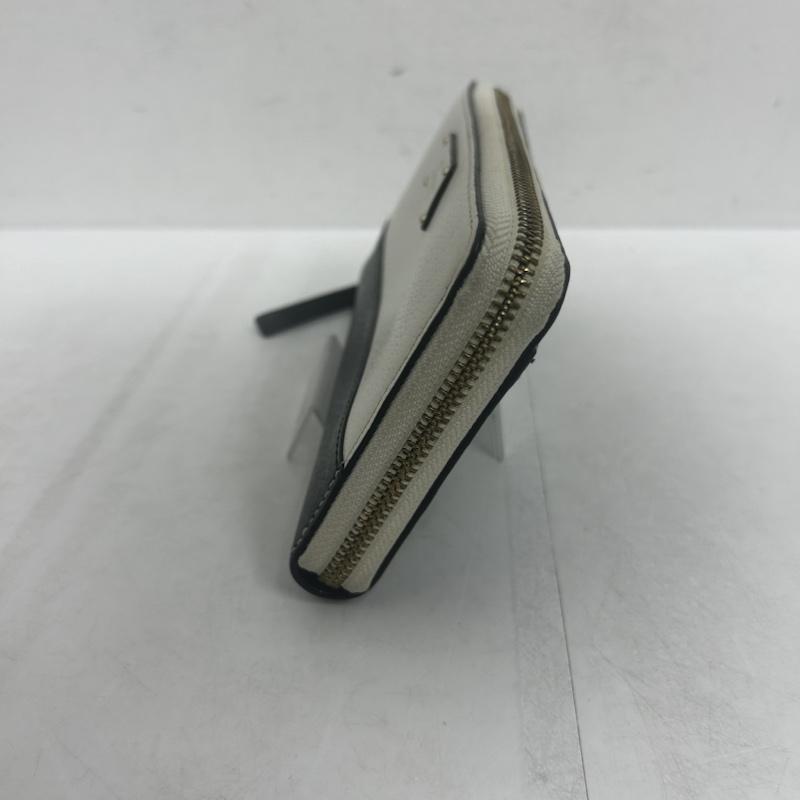 ケイトスペード Kate Spade 財布 長財布 KateSpade 財布 長財布 レザー ラウンドファスナー - ロゴ、文字 白 / ホワイト / white X 黒 / ブラック / black レディース USED 古着 中古 50140192