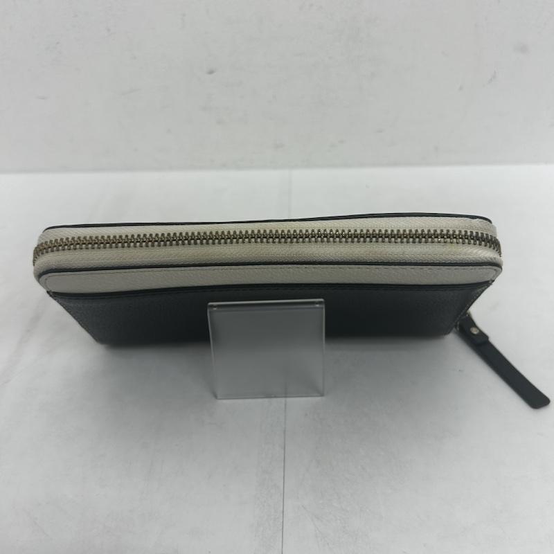 ケイトスペード Kate Spade 財布 長財布 KateSpade 財布 長財布 レザー ラウンドファスナー - ロゴ、文字 白 / ホワイト / white X 黒 / ブラック / black レディース USED 古着 中古 50140192