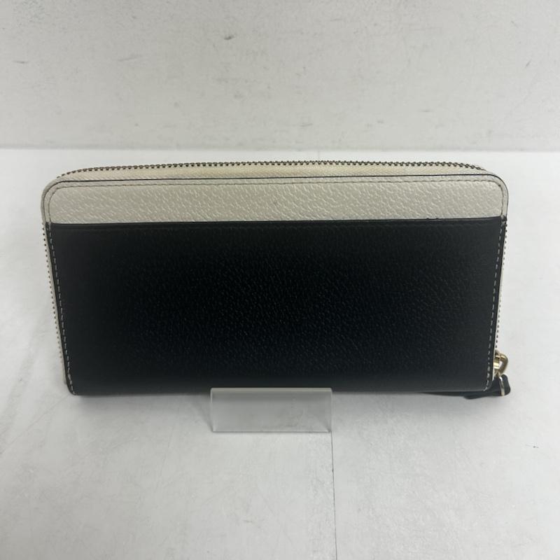 ケイトスペード Kate Spade 財布 長財布 KateSpade 財布 長財布 レザー ラウンドファスナー - ロゴ、文字 白 / ホワイト / white X 黒 / ブラック / black レディース USED 古着 中古 50140192