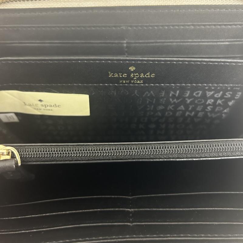 ケイトスペード Kate Spade 財布 長財布 KateSpade 財布 長財布 レザー ラウンドファスナー - ロゴ、文字 白 / ホワイト / white X 黒 / ブラック / black レディース USED 古着 中古 50140192