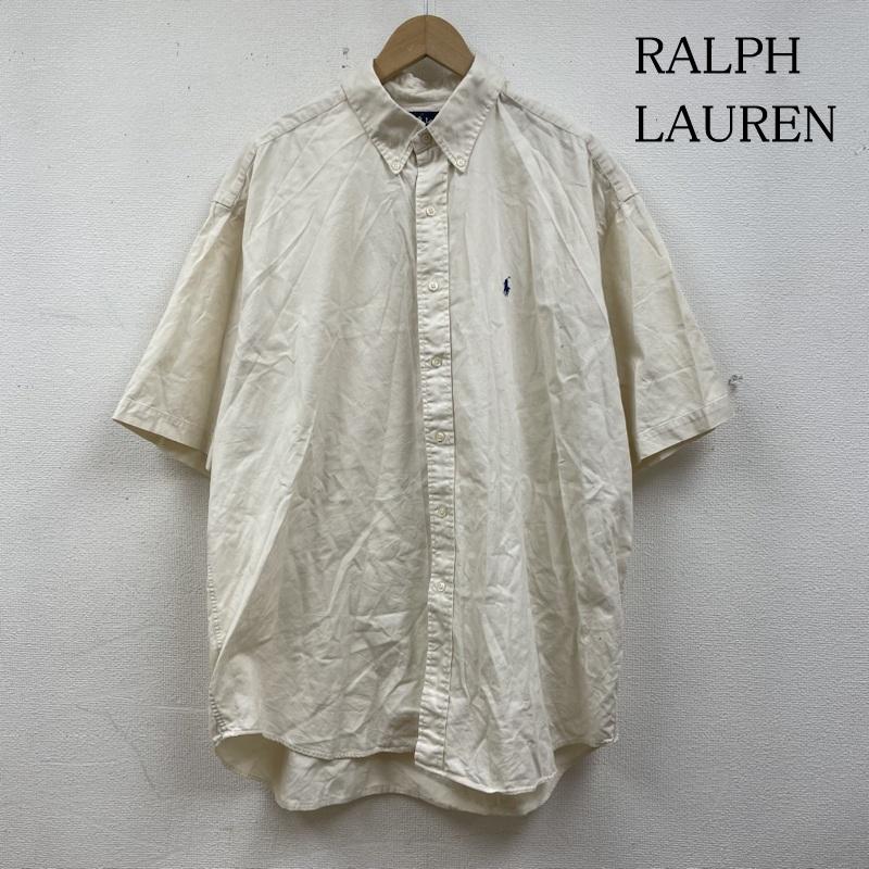 ラルフローレン RALPHLAUREN シャツ、ブラウス 半袖 BLAIRE 半袖 ボタンダウン シャツ ブラウス Shirt ポニーロゴ 刺繍 XL ロゴ、文字 X 刺繍 X ワンポイント アイボリー / アイボリー / メンズ USED 古着 中古 50140206