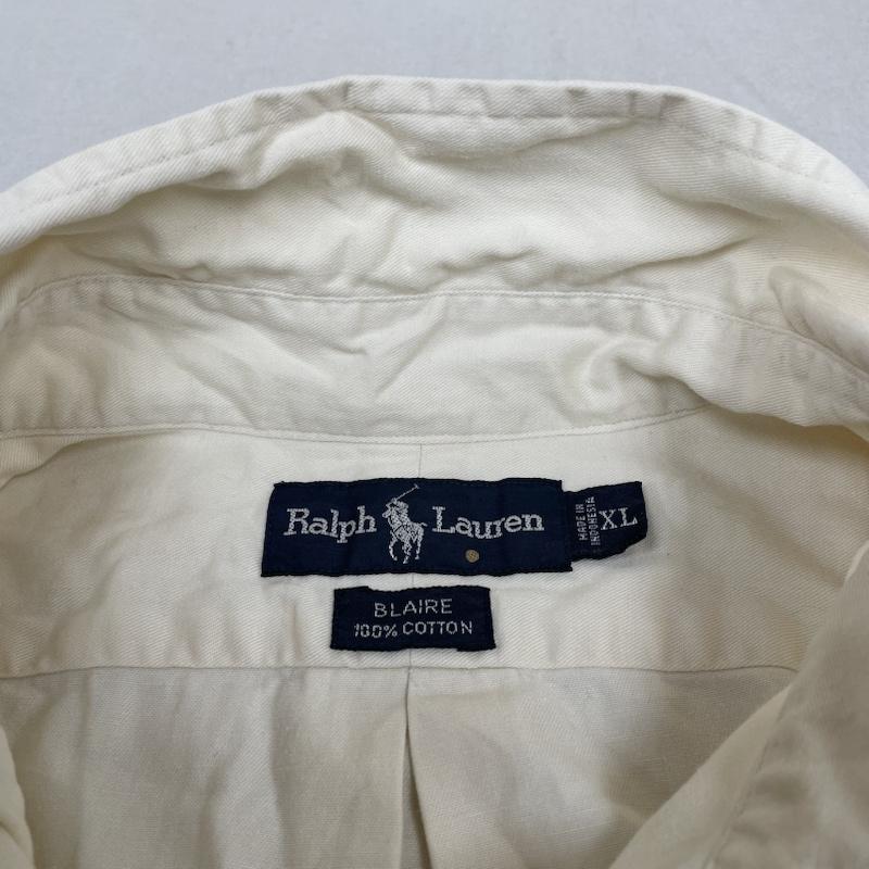 ラルフローレン RALPHLAUREN シャツ、ブラウス 半袖 BLAIRE 半袖 ボタンダウン シャツ ブラウス Shirt ポニーロゴ 刺繍 XL ロゴ、文字 X 刺繍 X ワンポイント アイボリー / アイボリー / メンズ USED 古着 中古 50140206