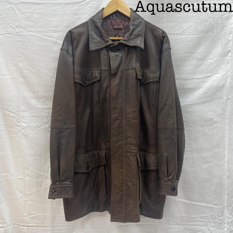 アクアスキュータム Aquascutum コート コート一般 1032 8321-2891 BRW ブラウン レザーカントリーコート キュプラ ラムレザー 無地 40 茶 / ブラウン / brown メンズ USED 古着 中古 50140219