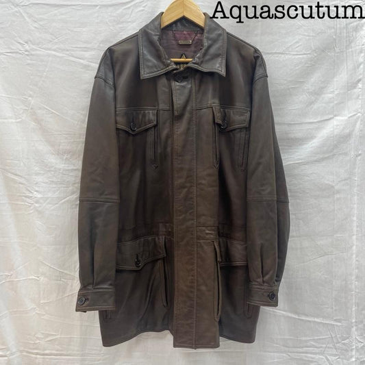 アクアスキュータム Aquascutum コート コート一般 1032 8321-2891 BRW ブラウン レザーカントリーコート キュプラ ラムレザー 無地 40 茶 / ブラウン / brown メンズ USED 古着 中古 50140219