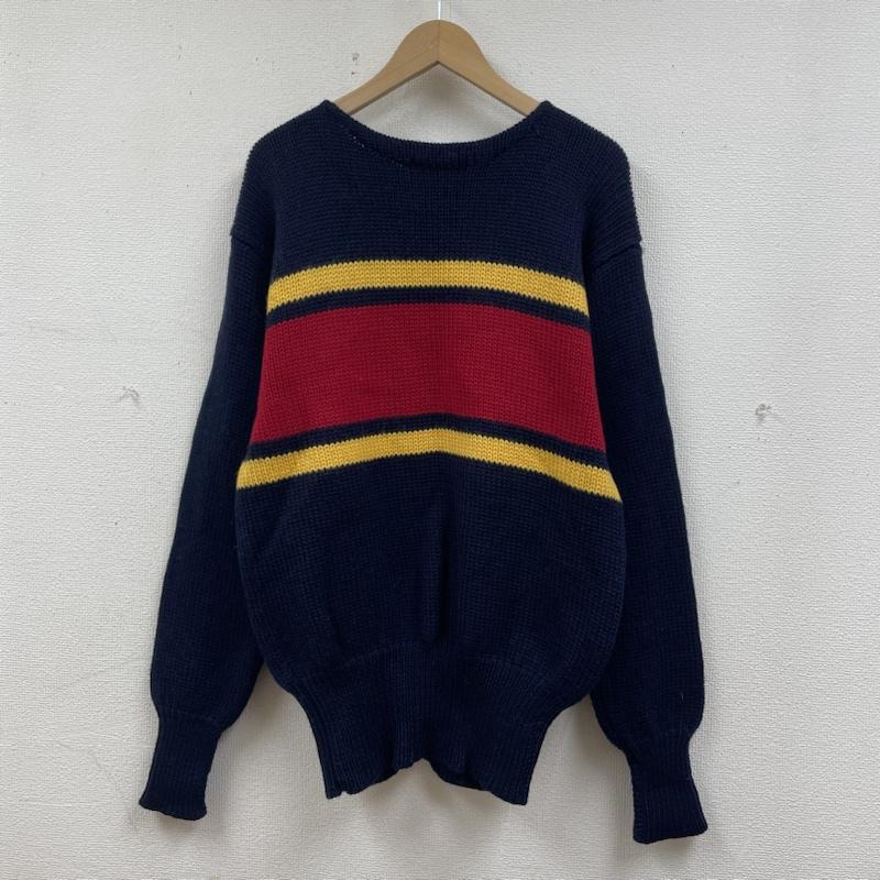 ポロバイラルフローレン Polo by RALPH LAUREN ニット、セーター 長袖 80s 90s ヴィンテージ レタードセーター 長袖 ニット プルオーバー 無地 ウール ナイガイ L 無地 紺 / ネイビー / navy X 赤 / レッド / red X 黄 / イエロー / yellow メンズ USED 古着 中古 50140268
