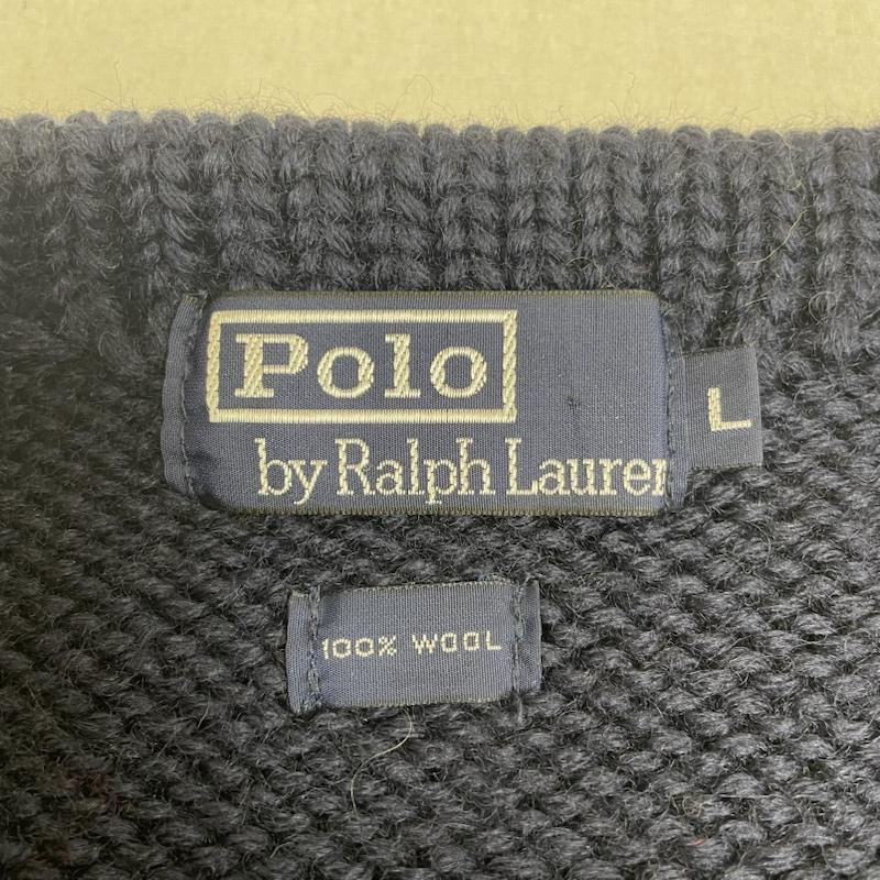 ポロバイラルフローレン Polo by RALPH LAUREN ニット、セーター 長袖 80s 90s ヴィンテージ レタードセーター 長袖 ニット プルオーバー 無地 ウール ナイガイ L 無地 紺 / ネイビー / navy X 赤 / レッド / red X 黄 / イエロー / yellow メンズ USED 古着 中古 50140268