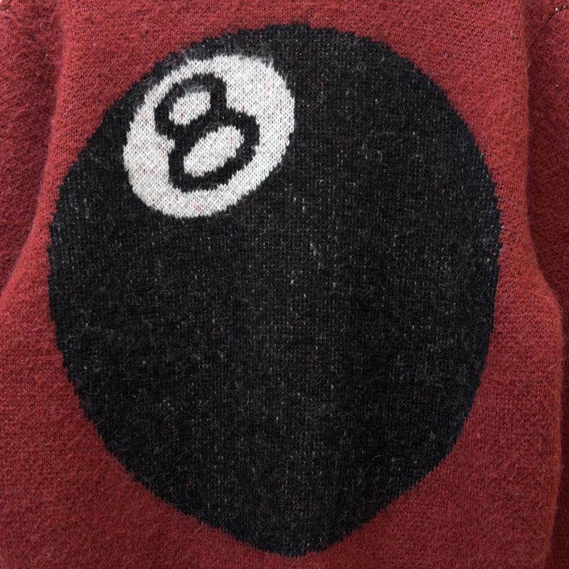 ステューシー STUSSY ニット、セーター 長袖 8 BALL HEAVY BRUSHED MOHAIR SWEATER 8ボール バックロゴ クルーネック モヘア混 ニット セーター 赤 レッド M 赤 / レッド / red メンズ USED 古着 中古 50140295