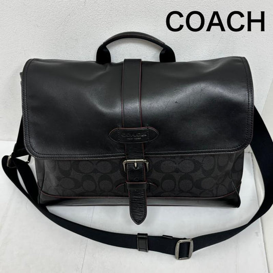 コーチ COACH メッセンジャーバッグ メッセンジャーバッグ コーチ メンズ ハドソン スモール メッセンジャーバッグ シグネチャー キャンバス F50051 - 黒 / ブラック / black メンズ USED 古着 中古 50140350