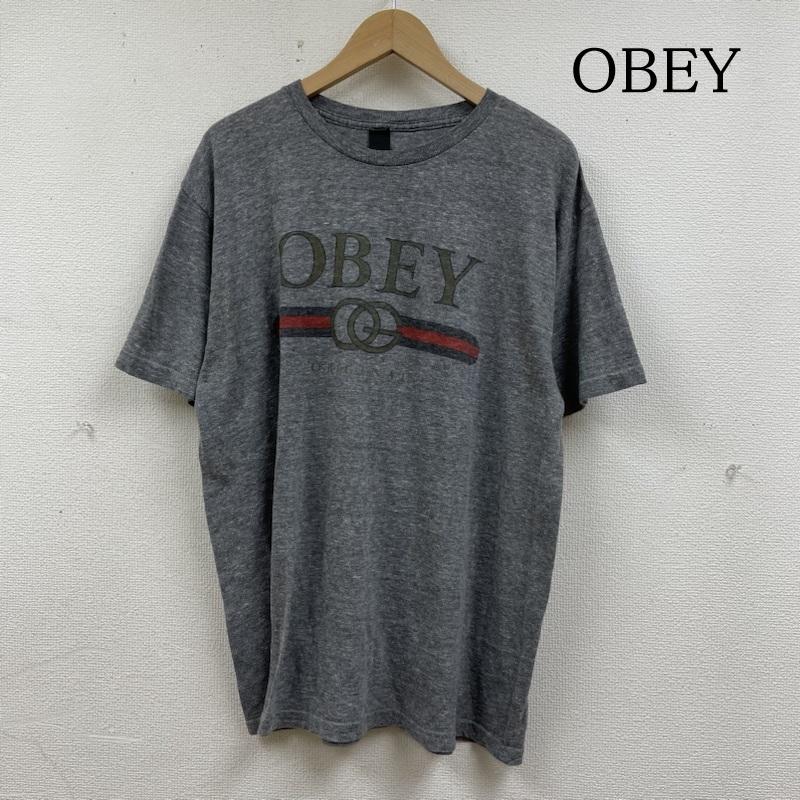 オベイ OBEY Tシャツ 半袖 90s 半袖 Tシャツ 霜降り灰 90年代 旧タグ Shirt ロゴ プリント XL ロゴ、文字 X プリント 灰 / グレー / gray メンズ USED 古着 中古 50140366