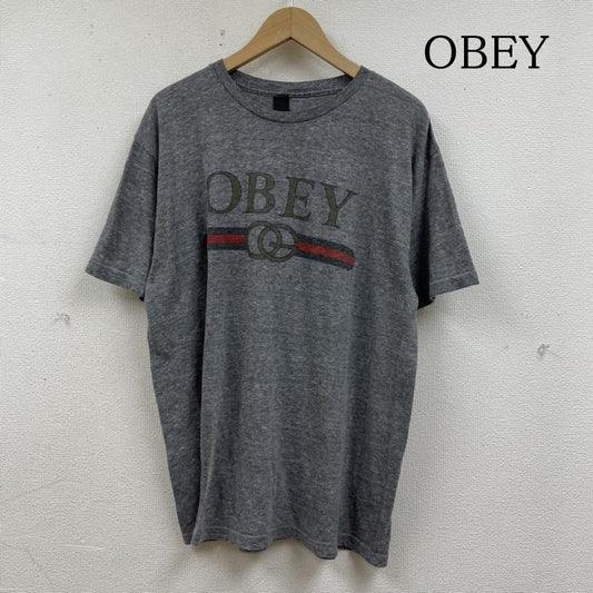 オベイ OBEY Tシャツ 半袖 90s 半袖 Tシャツ 霜降り灰 90年代 旧タグ Shirt ロゴ プリント XL ロゴ、文字 X プリント 灰 / グレー / gray メンズ USED 古着 中古 50140366