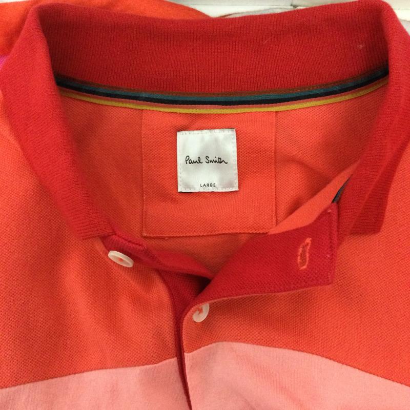 ポールスミス Paul Smith ポロシャツ 半袖 paul smith PF-J2-81716 ボーダーポロシャツ L ボーダー柄 橙 / オレンジ / orange X 桃 / ピンク / pink メンズ USED 古着 中古 50140416