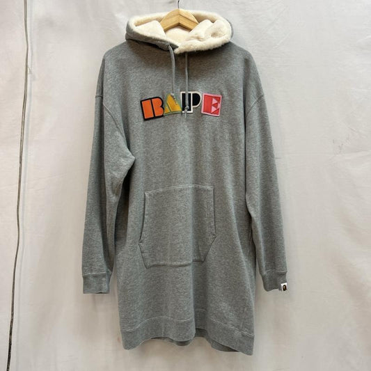 アベイシングエイプ A BATHING APE パーカー 長袖 猿 BAPE ロゴ スウェット パーカー ワンピース S 灰 / グレー / gray レディース USED 古着 中古 50140434