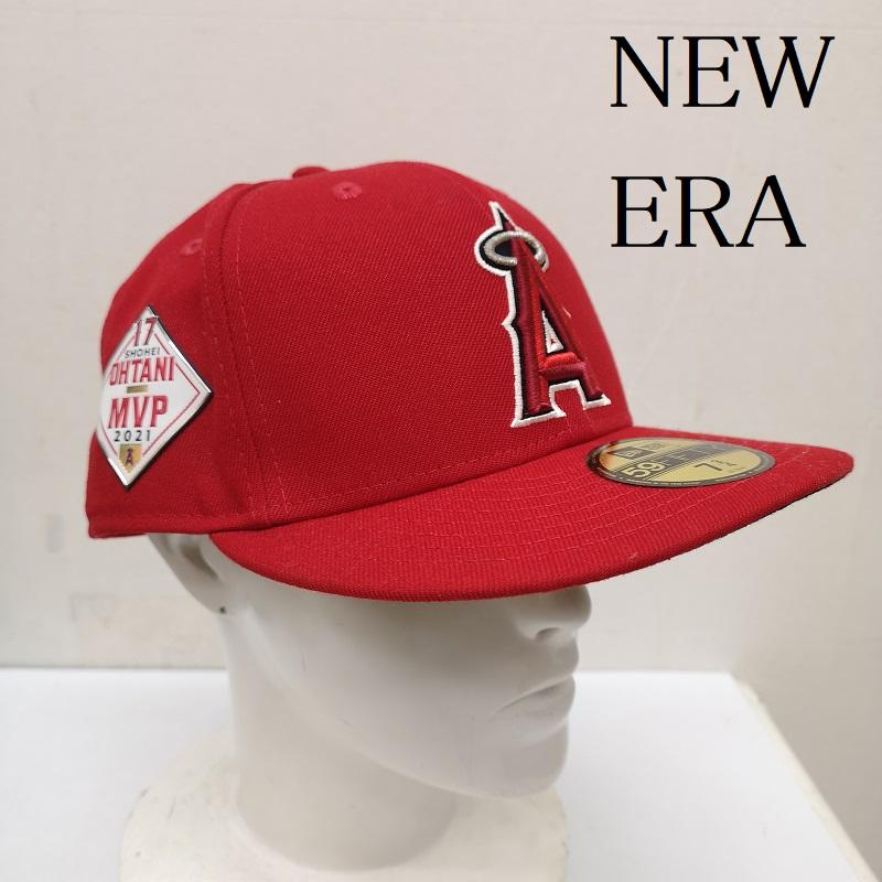 ニューエラ NEW ERA 帽子 キャップ MLB オンフィールド 大谷翔平 2021 MVPパッチ ロサンゼルス エンゼルス 7 3/4 - 赤 / レッド / red メンズ USED 古着 中古 50140439