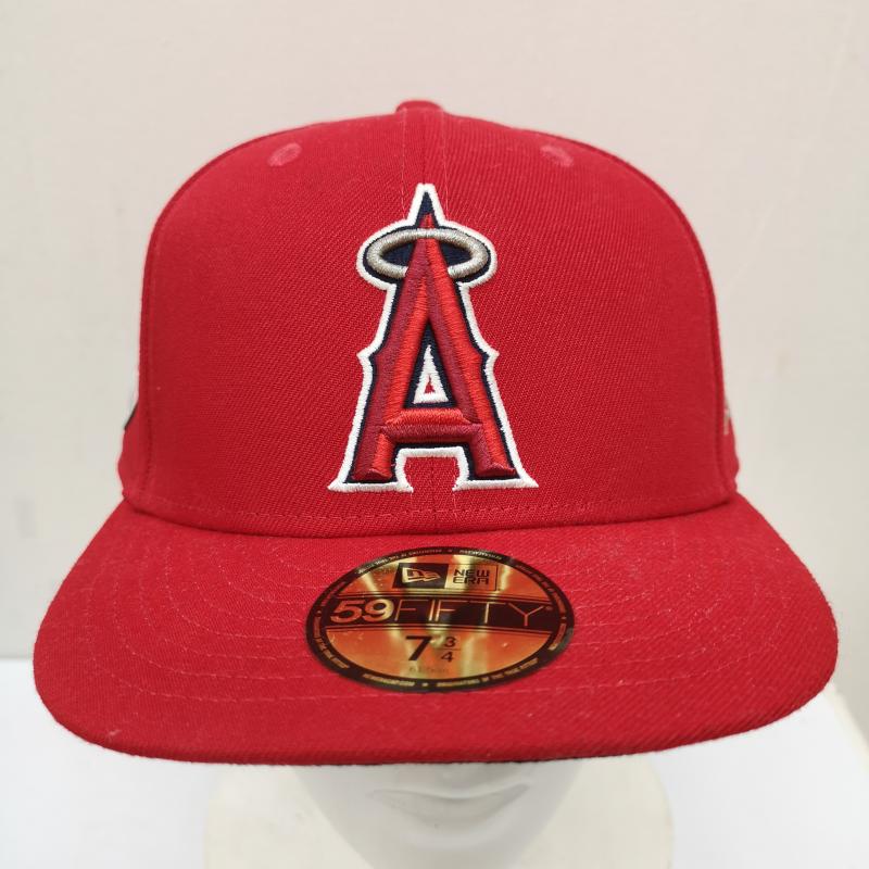 ニューエラ NEW ERA 帽子 キャップ MLB オンフィールド 大谷翔平 2021 MVPパッチ ロサンゼルス エンゼルス 7 3/4 - 赤 / レッド / red メンズ USED 古着 中古 50140439