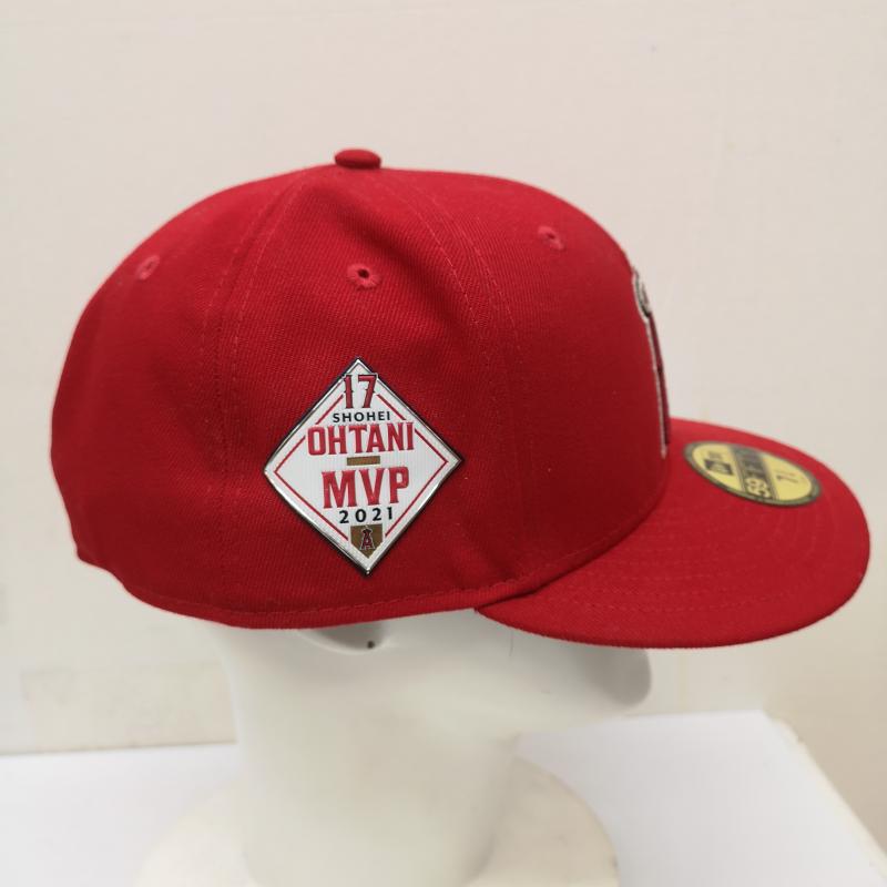 ニューエラ NEW ERA 帽子 キャップ MLB オンフィールド 大谷翔平 2021 MVPパッチ ロサンゼルス エンゼルス 7 3/4 - 赤 / レッド / red メンズ USED 古着 中古 50140439