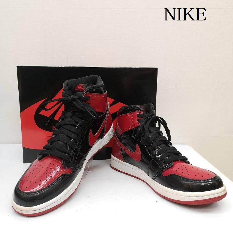 ナイキ NIKE スニーカー スニーカー AIR JORDAN 1 RETRO HIGH OG PATENT BRED エアジョーダン1 パテント ブレッド 555088-063 26.0cm 黒 / ブラック / black X 赤 / レッド / red メンズ USED 古着 中古 50140465