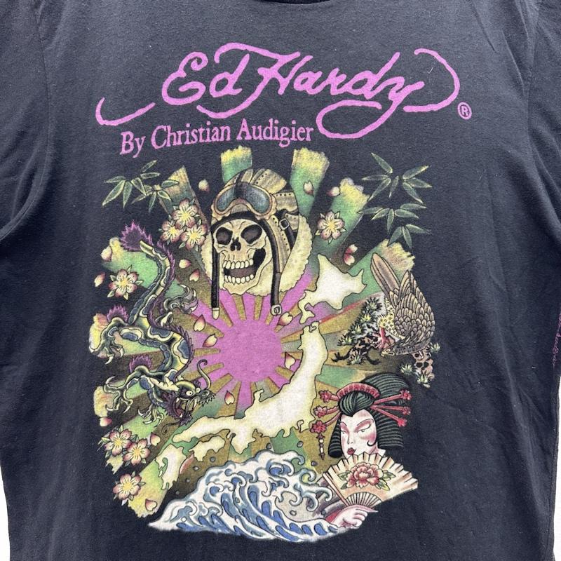 エドハーディー Ed Hardy Tシャツ 半袖 00s ChristianAudigier スカル プリント Tシャツ XXL XXL 黒 / ブラック / black メンズ USED 古着 中古 50140535