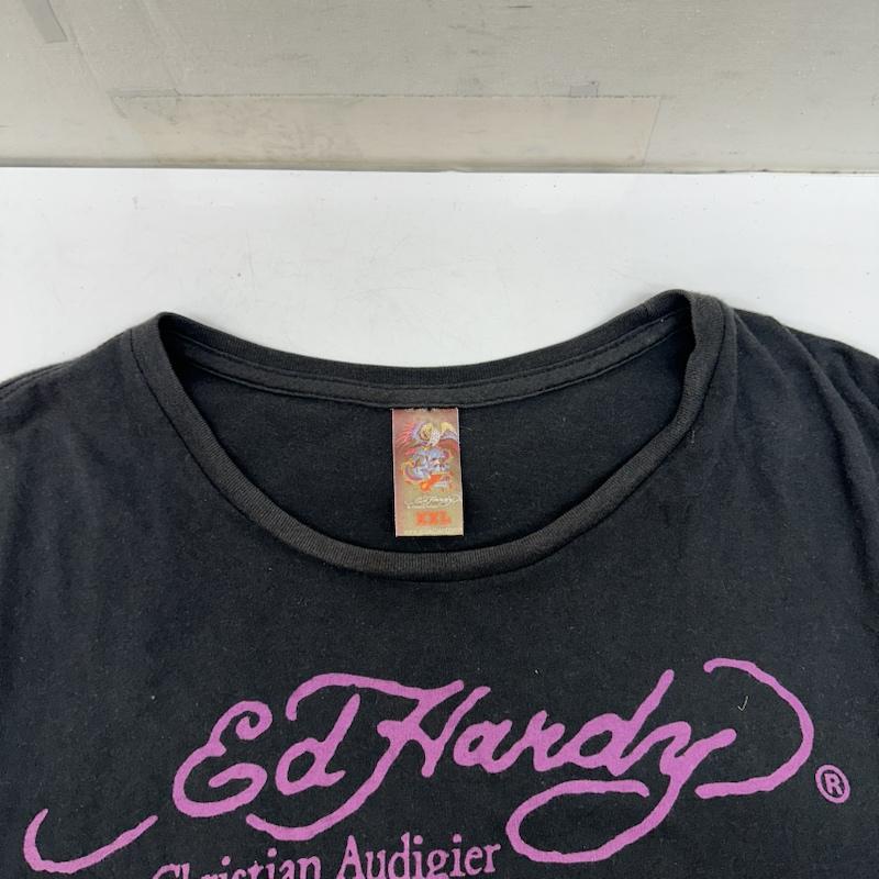 エドハーディー Ed Hardy Tシャツ 半袖 00s ChristianAudigier スカル プリント Tシャツ XXL XXL 黒 / ブラック / black メンズ USED 古着 中古 50140535