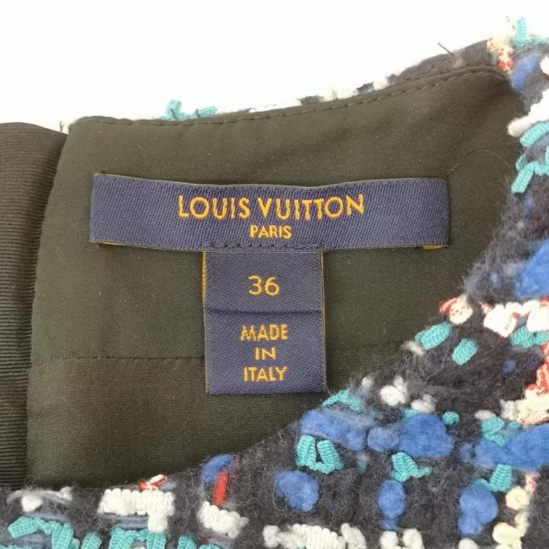 ルイヴィトン LOUIS VUITTON ワンピース ミニスカート 22AW スケータードレス シルク混 ツイード ワンピース RW222B TY0 FNRP88 36 青 / ブルー / blue レディース USED 古着 中古 50140559
