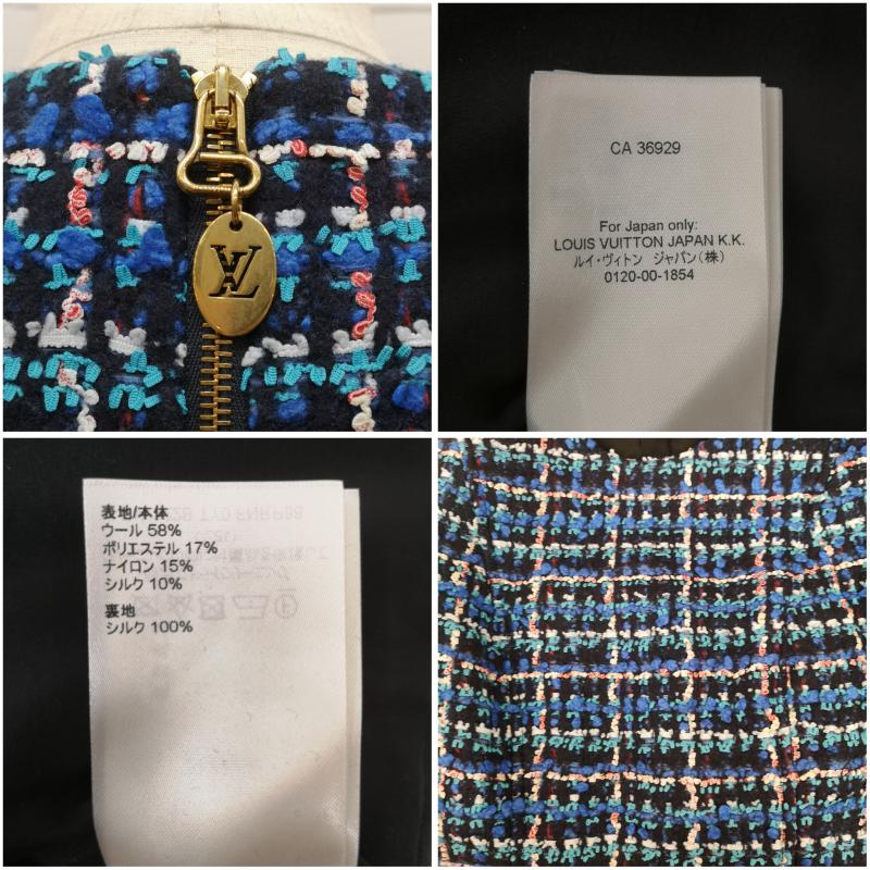 ルイヴィトン LOUIS VUITTON ワンピース ミニスカート 22AW スケータードレス シルク混 ツイード ワンピース RW222B TY0 FNRP88 36 青 / ブルー / blue レディース USED 古着 中古 50140559