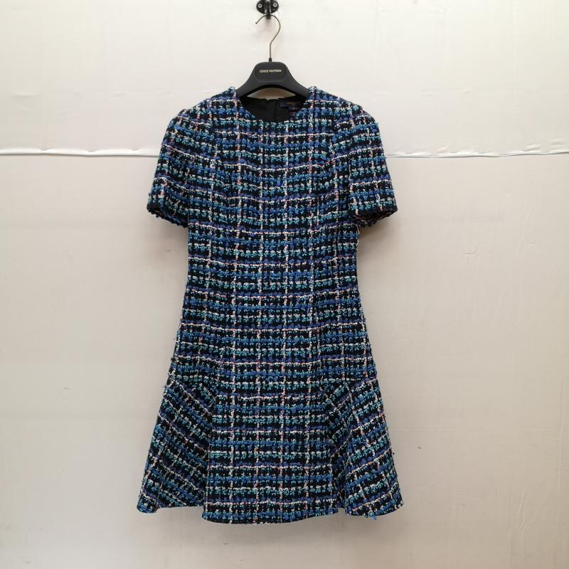 ルイヴィトン LOUIS VUITTON ワンピース ミニスカート 22AW スケータードレス シルク混 ツイード ワンピース RW222B TY0 FNRP88 36 青 / ブルー / blue レディース USED 古着 中古 50140559