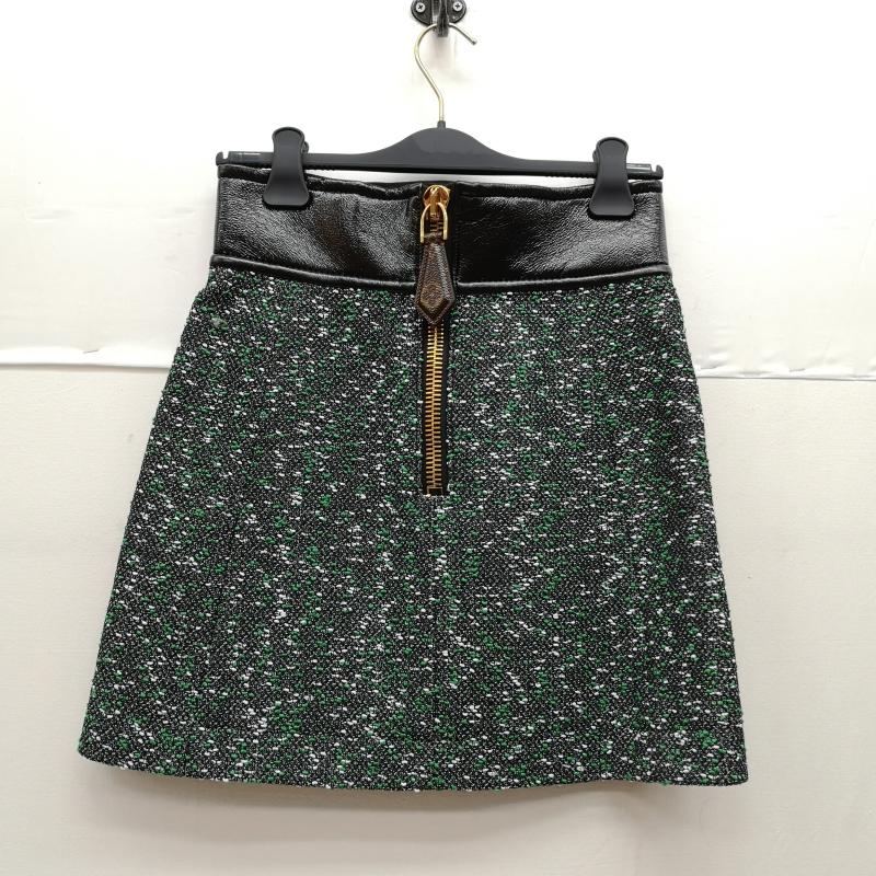 ルイヴィトン LOUIS VUITTON スカート ひざ丈スカート Aライン ツイード スカート RW231B ZX7 FOJU12 38 黒 / ブラック / black X 緑 / グリーン / green X 金 / ゴールド / gold color レディース USED 古着 中古 50140561