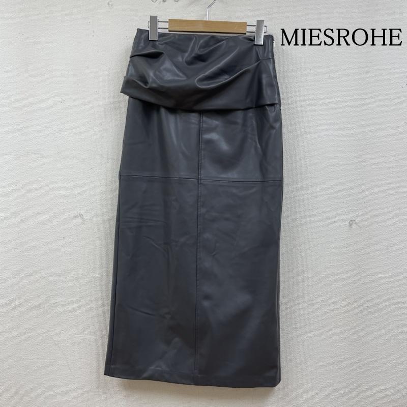 古着 USED スカート ロングスカート MIESROHE ミースロエ ドレープデザイン ペンシル レザー スカート マキシ丈 合皮 サイドジップアップ 1 無地 灰 / グレー / gray レディース USED 古着 中古 50140574