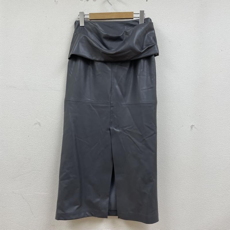 古着 USED スカート ロングスカート MIESROHE ミースロエ ドレープデザイン ペンシル レザー スカート マキシ丈 合皮 サイドジップアップ 1 無地 灰 / グレー / gray レディース USED 古着 中古 50140574