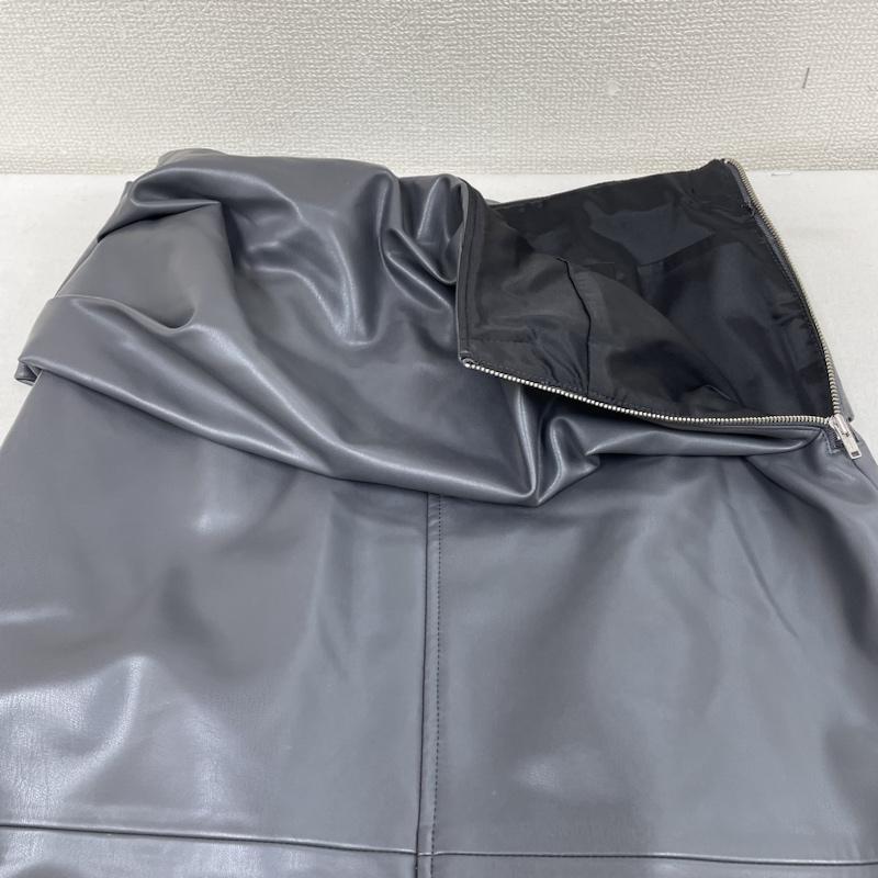古着 USED スカート ロングスカート MIESROHE ミースロエ ドレープデザイン ペンシル レザー スカート マキシ丈 合皮 サイドジップアップ 1 無地 灰 / グレー / gray レディース USED 古着 中古 50140574