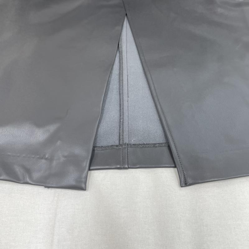 古着 USED スカート ロングスカート MIESROHE ミースロエ ドレープデザイン ペンシル レザー スカート マキシ丈 合皮 サイドジップアップ 1 無地 灰 / グレー / gray レディース USED 古着 中古 50140574