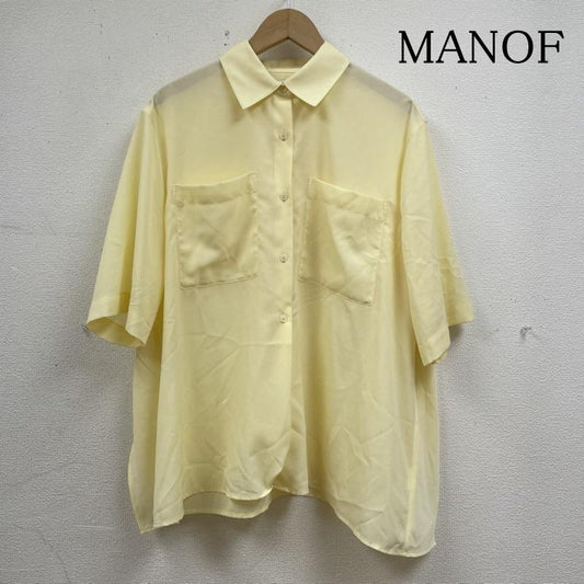 古着 USED シャツ、ブラウス 半袖 MANOF マノフ フレア バック レイヤード シャツ ブラウス 無地 前開き ボタン 86122-4122 FREE 無地 黄 / イエロー / yellow レディース USED 古着 中古 50140575